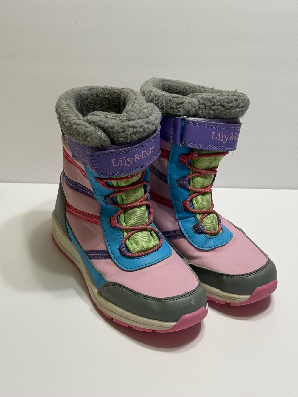 Lily & Dan Pink Multi-Color Winter Snow Boots Girls Sz 4